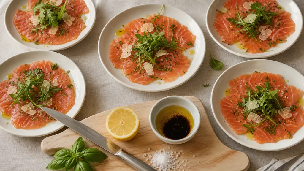 Carpaccio de saumon à l’italienne : tranches fines, parmesan et citron en 15 minutes