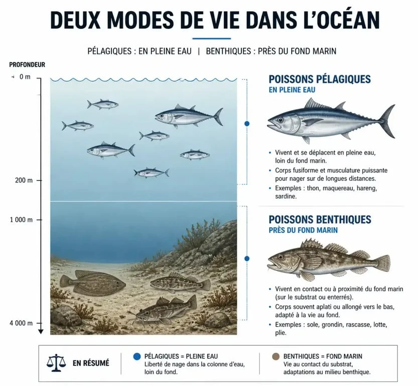 Différence entre espèces pélagiques et benthiques en Méditerranée