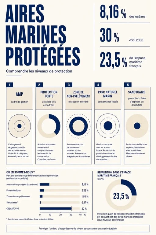 Aire marine protégée : comparaison des statuts, règles et chiffres clés
