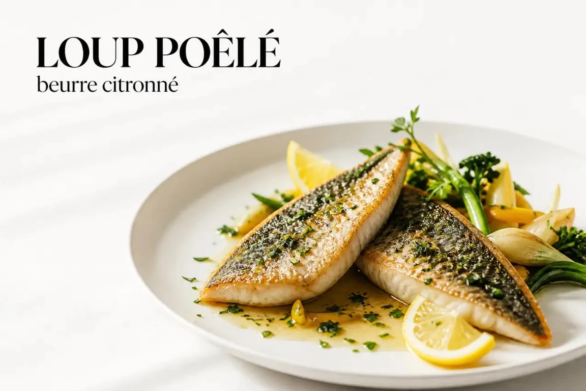 Recettes filets de loup : filets de loup poêlés avec sauce au beurre citronné et herbes fraîches