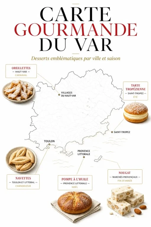 Dessert var : carte gourmande des desserts emblématiques du Var entre Saint-Tropez, Toulon et le Haut-Var