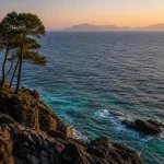 Mer tyrrhénienne Corse, Sardaigne et Sicile au coucher de soleil