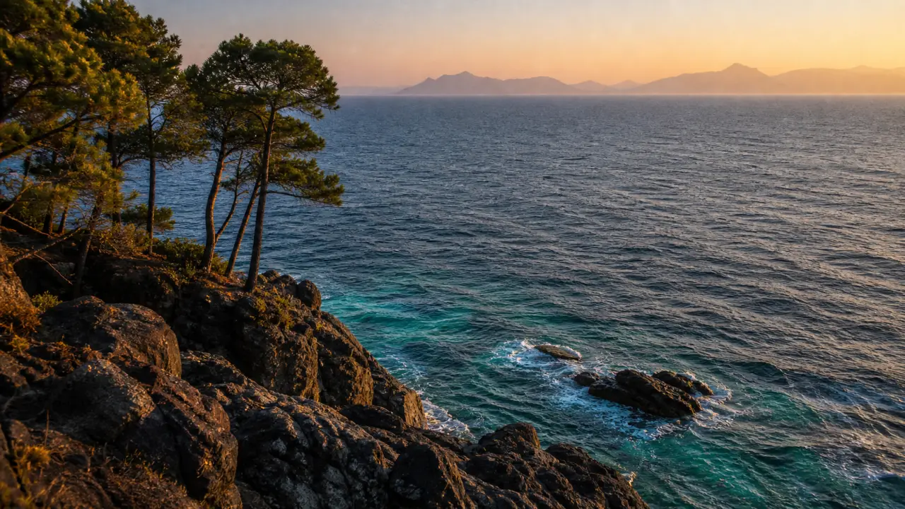 Mer tyrrhénienne Corse, Sardaigne et Sicile au coucher de soleil