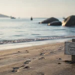 Paysage marins : littoral calme, mer et sable humide