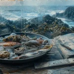 Poissons de roches mediterranee : girelle, sarran et rascasse sur étal en bord de mer