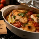 Recette congre au four : congre moelleux, papier aluminium et jus oignon-tomate