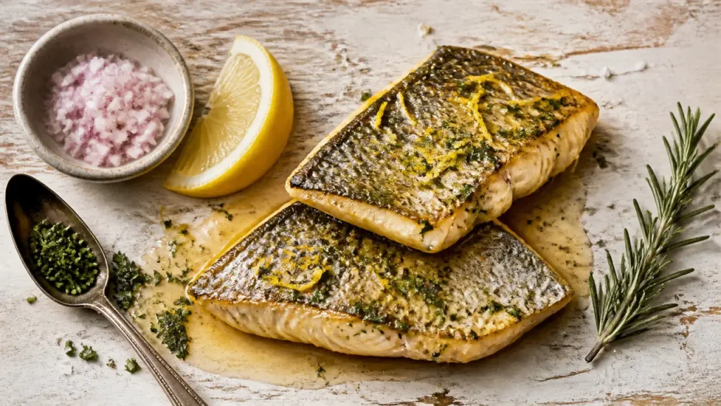Filets de loup poêlés au beurre citronné : recette simple, sauce et cuisson en 10 minutes