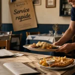 Restaurant saint laurent sur mer : service rapide, table et fish and chips maison