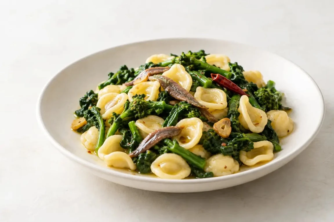 Gastronomie italien : assiette d’orecchiette aux cime di rapa des Pouilles