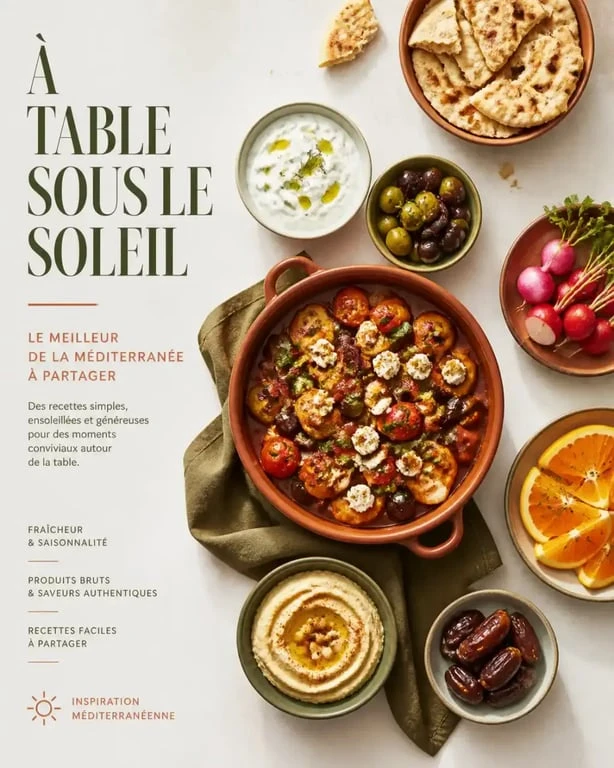 Menu méditerranéen à partager avec mezzé, houmous et tzatziki