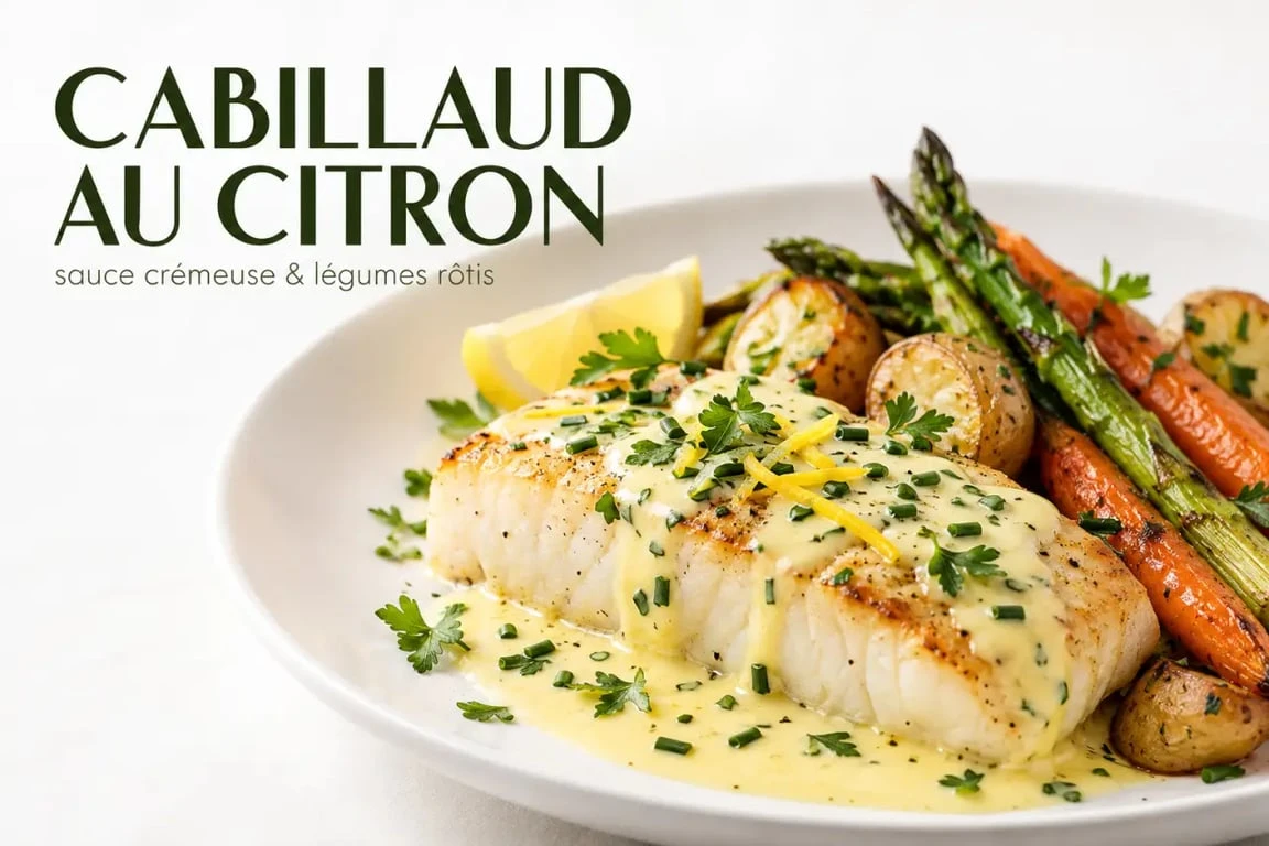 Poisson en sauce facile, filet de cabillaud nappé de sauce citronnée crémeuse