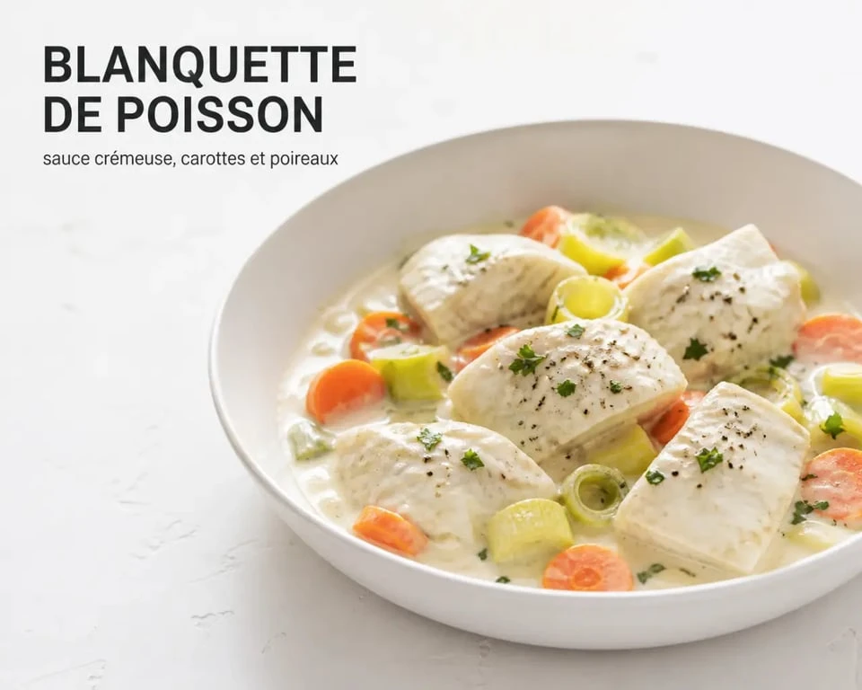 Plat de poisson à préparer à l'avance : blanquette de poisson crémeuse servie en plat creux