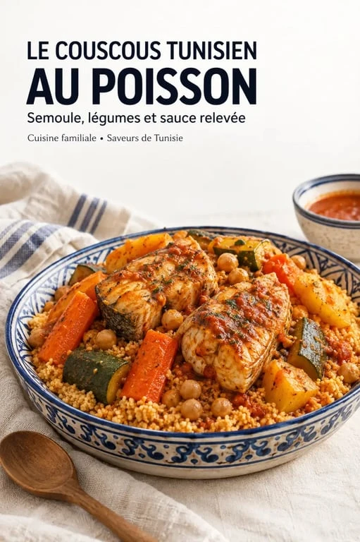 Couscous tunisien au poisson, plat emblématique de la gastronomie tunisienne