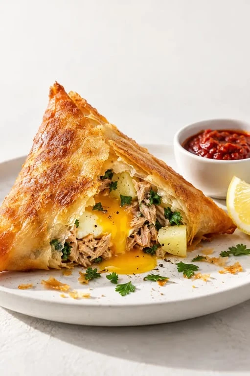 Brik tunisienne à l’œuf et au thon, spécialité de la gastronomie tunisienne