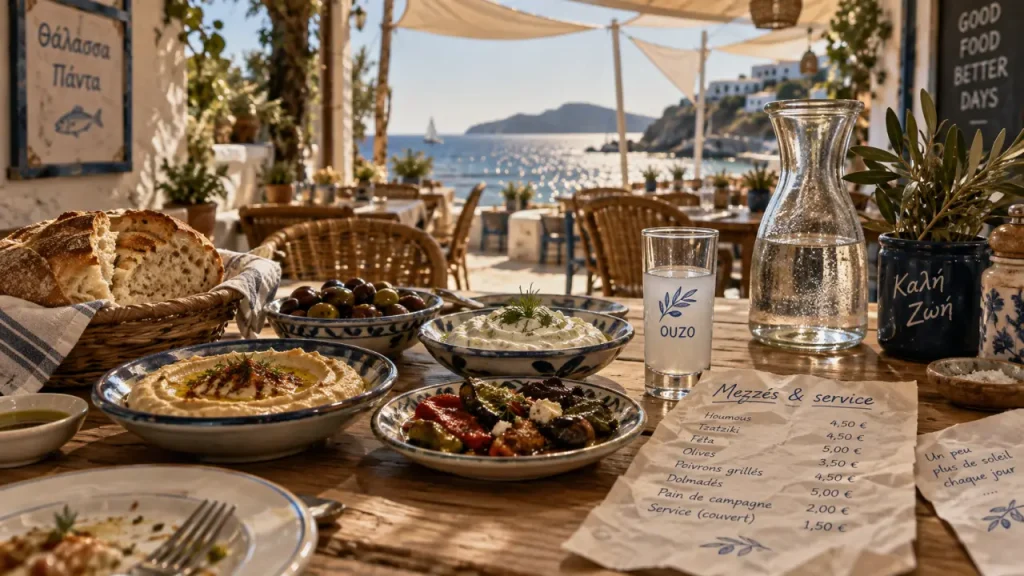 Restaurant Grèce : taverne grecque, mezzés et ouzo en bord de mer