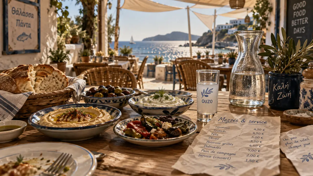 Restaurant Grèce : taverne grecque, mezzés et ouzo en bord de mer