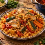 Couscous de poisson tunisien, semoule légère et bouillon parfumé