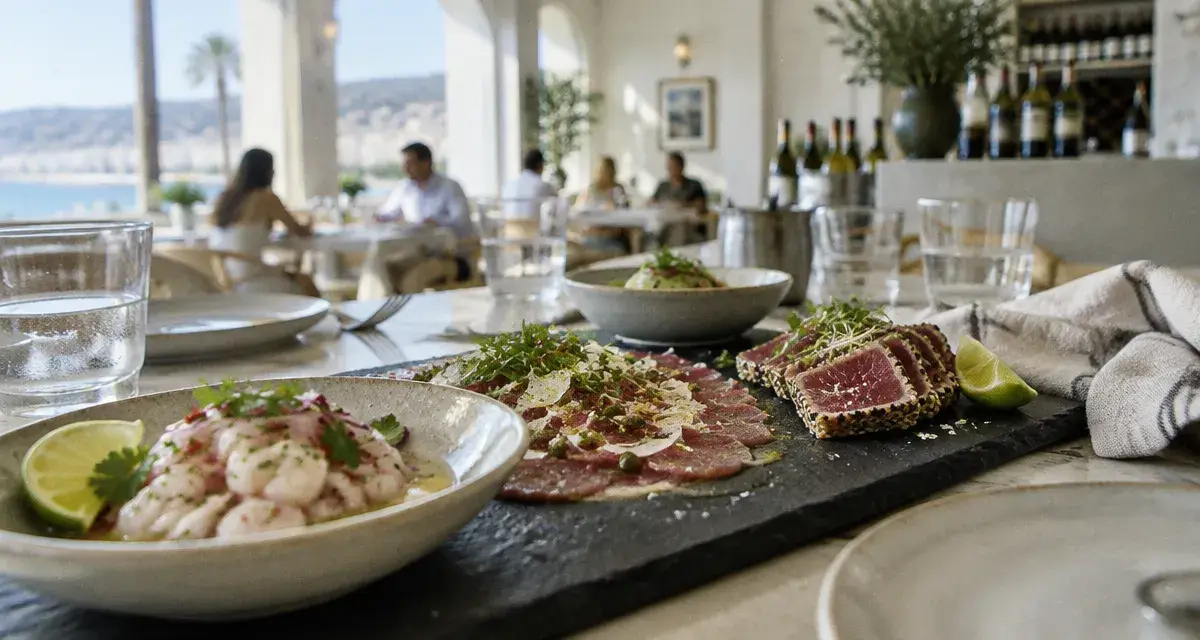 Restaurant fruit de mer Nice : plateau poisson cru, ceviche et tataki