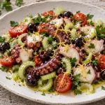 Salade de poulpe : poulpe, tomates, olives et citron